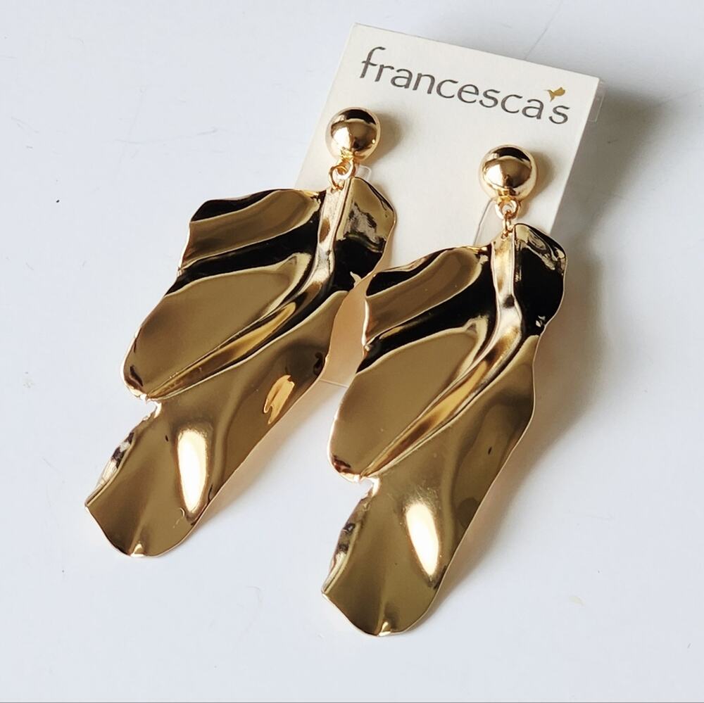 Francesca's Collections Gold Leaf Earrings